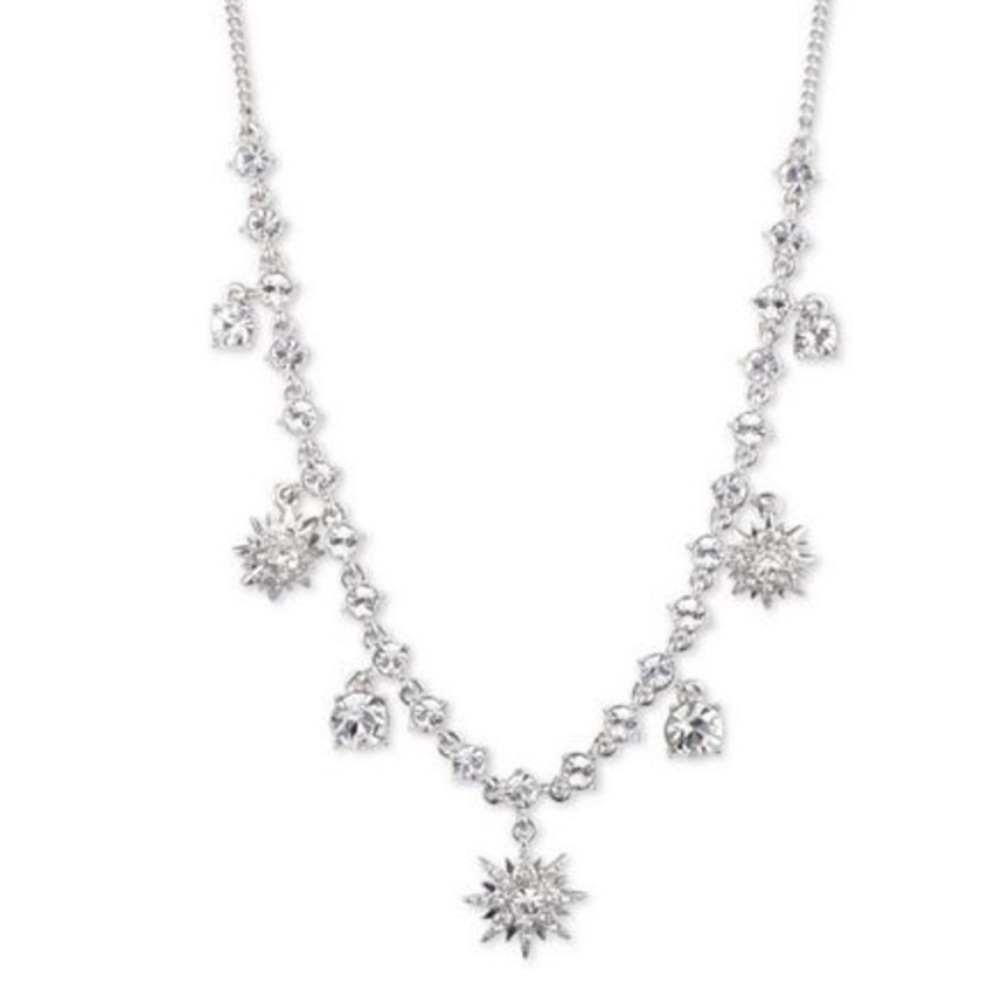 Givenchy Silver Tone Crystal Star Necklace